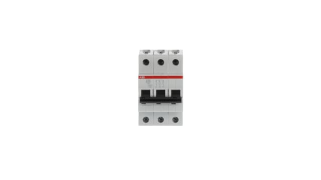 ABB M Compact S200 2CDS253001R Miniature Circuit Breaker, 3-Pole, 63 A, Type B, 12 V ac AC, 12 V DC, 10 kA Breaking | 2CDS253001R0205