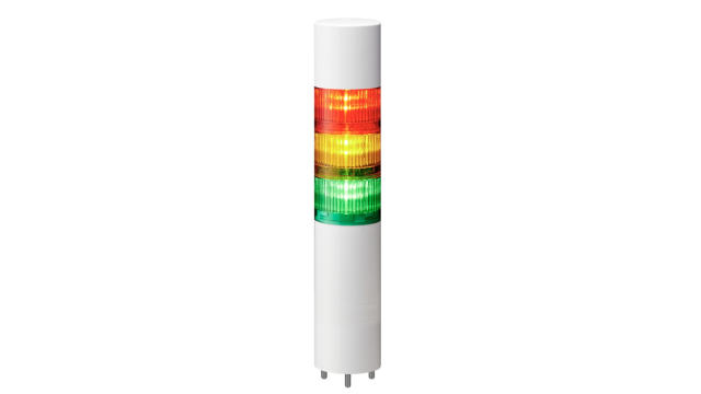 Patlite LR Series Multicolour Buzzer Signal Tower, 3 Lights, 24 V dc, Direct Mount | LR6-302WMBW-RYG+FB295