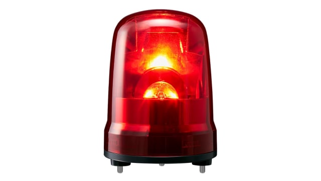 Patlite S Series Red Rotating Beacon, 24 V dc, Nut Mounted, LED Bulb, IP65 | SKP-M1J-R