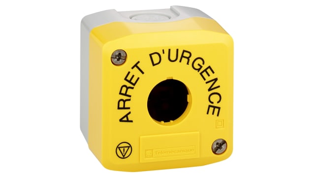 Schneider Electric Yellow Polycarbonate Harmony XALK Control Station Enclosure - 1 Hole 22 mm Diameter | XALK01HFR