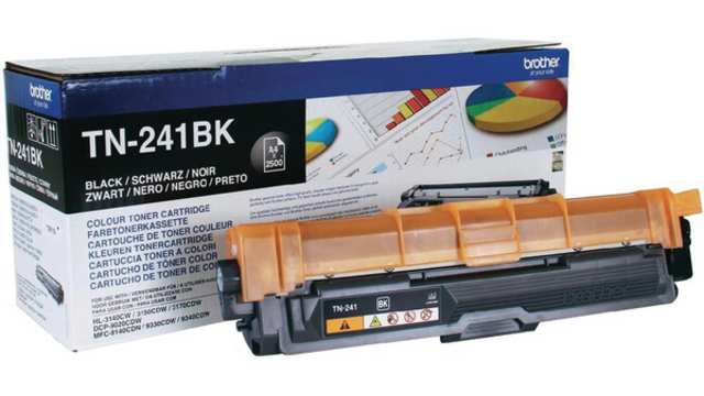 Brother TN-241BK Black Toner, HL3170CDW, DCP9020CDW, DCP9015CDW, MFC9140CDN, MFC9340CDW, HL3140CW, HL3150CDW, MFC9330CDW | TN-241BK