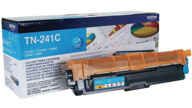 Brother TN-241C Cyan Toner, MFC9340CDW, DCP9015CDW, HL3150CDW, DCP9020CDW, MFC9140CDN, MFC9330CDW, HL3170CDW, HL3140CW | TN-241C