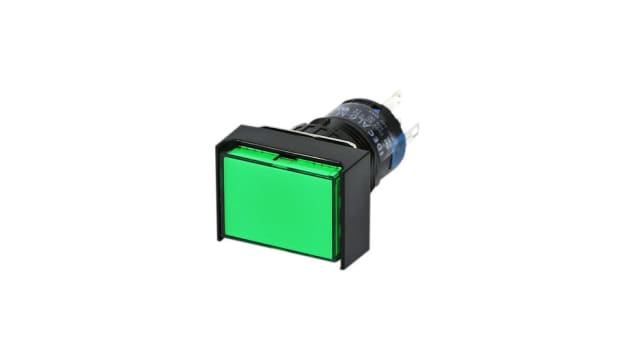 Idec AL2H Series Illuminated Push Button Switch, Momentary, Panel, 12 mm Cutout, 2 CO, Green LED, IP65, 24 V dc 220 V ac | AL2H-M21PG