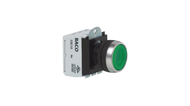 BACO L21 Series Illuminated Push Button Switch, Screw, 22 mm Cutout, Blue LED, IP66 24 V | L21AH60L