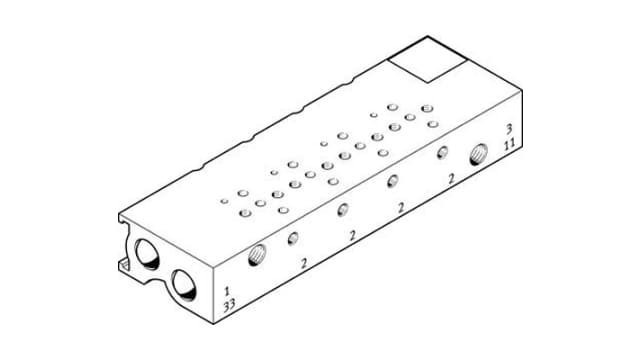 Festo MHA1 series 6 station Metric Manifold for use with Valves, 197249 | MHA1-PR6-3-M3-PI-PCB