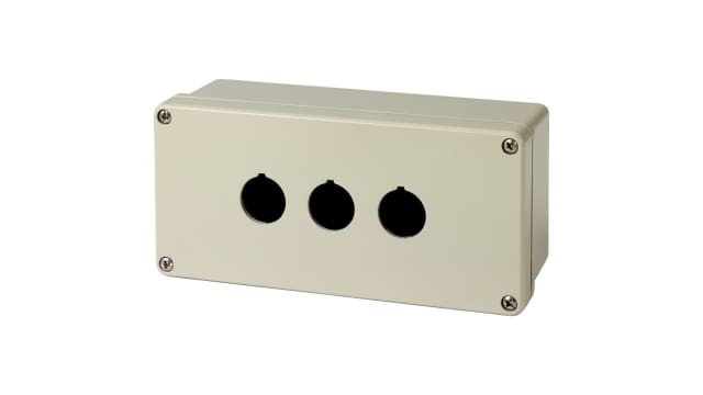 Eaton Pebble Grey Aluminium RMQ-Titan Push Button Enclosure - 3 Hole 22 mm Diameter | 118461 M22-I3M-SAL