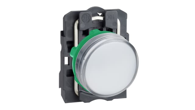 Schneider Electric, Harmony XB5, Panel Mount White Universal LED Pilot Light, 22mm Cutout, IP66, IP67, Round, 240V ac | XB5AVM1