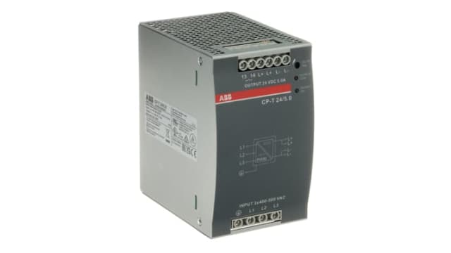 ABB CP-T Switched Mode DIN Rail Power Supply, 340 → 575 V ac / 480 → 820V dc ac, dc Input, 24V dc dc | 1SVR427054R0000  CP-T 24/5.0