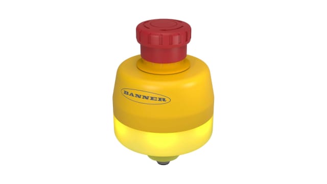 Banner SSA-EB Series Twist Release Illuminated Emergency Stop Push Button, Surface Mount, 80mm Cutout, 2NO + 2NC, IP65 | SSA-EB1PLYR-12ECQ8