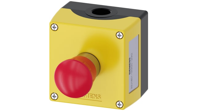 Siemens SIRIUS ACT 3SU18 Series Rotary Lactching Emergency Stop Push Button, Surface Mount, 1NC, IP66, IP67, IP69, IP69K | 3SU1851-0NA00-2AA2