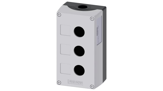 Siemens Grey Metal SIRIUS ACT 3SU18 Enclosure - 3 Hole 22 mm Diameter | 3SU1853-0AA00-0AB1
