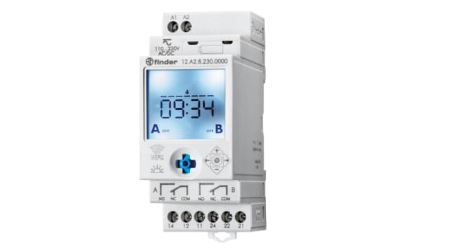 Finder Digital with NFC 12 DIN Rail Time Switch, 2-Channel 230 V ac/dc | 12.A2.8.230.0000 NFC