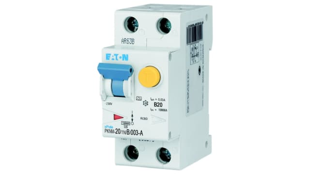 Eaton RCCB, 20A, 2 Pole, 30mA, Type B, 230V ac | 236239 PKNM-20/1N/B/003-A-MW