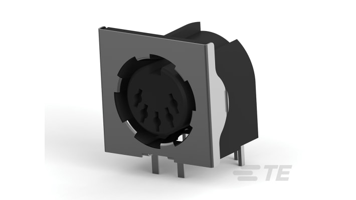 TE Connectivity, 5212044 5 Pole Right Angle DIN Connector, 7.5A, 250 V ac, Keyed, Through Hole Female | 5212044-1