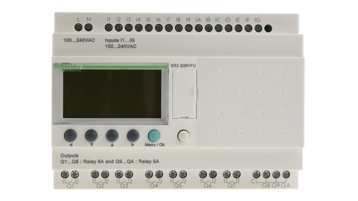 Sr3b261fu Schneider Electric Zelio Logic Logic Module 16 Inputs 10 Outputs Relay Puter Operating Panel Interface Rs Ponents