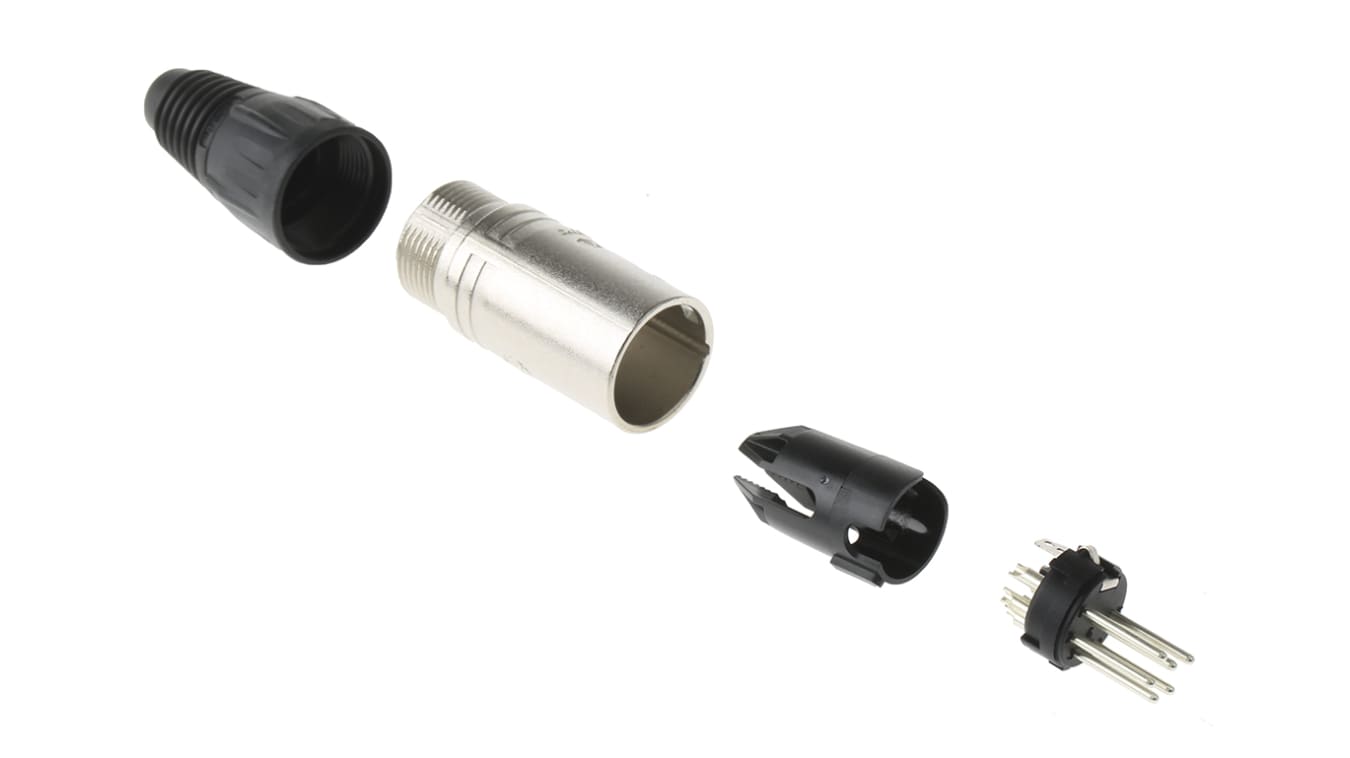 NC6MX | XLR Macho de 6 Neutrik, contactos de Latón revestidos de Plata sobre Níquel, 7.5A, Montaje de Cable | RS