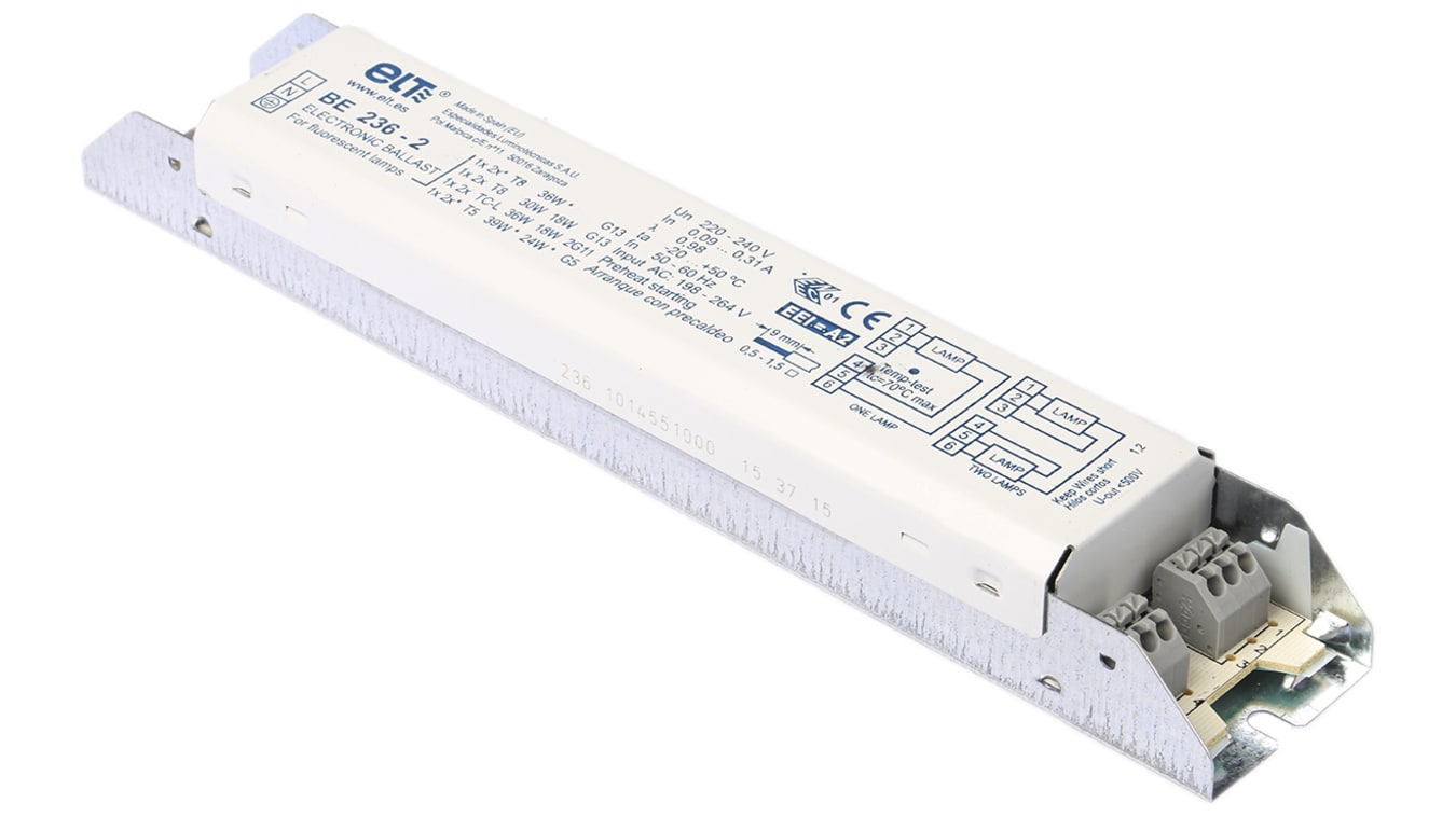 BE 236-2 | ELT 18 W, 24 W, 30 W, 36 W, 39 W Electronic Fluorescent Lighting  Ballast, 220 → 240 V | RS