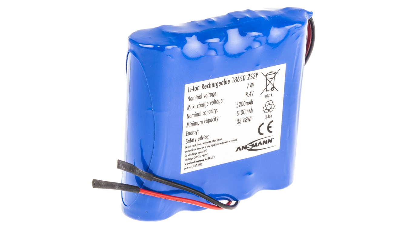 2447-3043-02 | Batería recargable de Ión-Litio, 7.2V, celdas, terminación en cable | RS