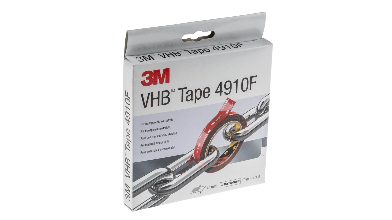 3m 4910 19mm X 3m 3m 4910f Vhb Clear Foam Tape 19mm X 3m 1mm Thick Rs Components