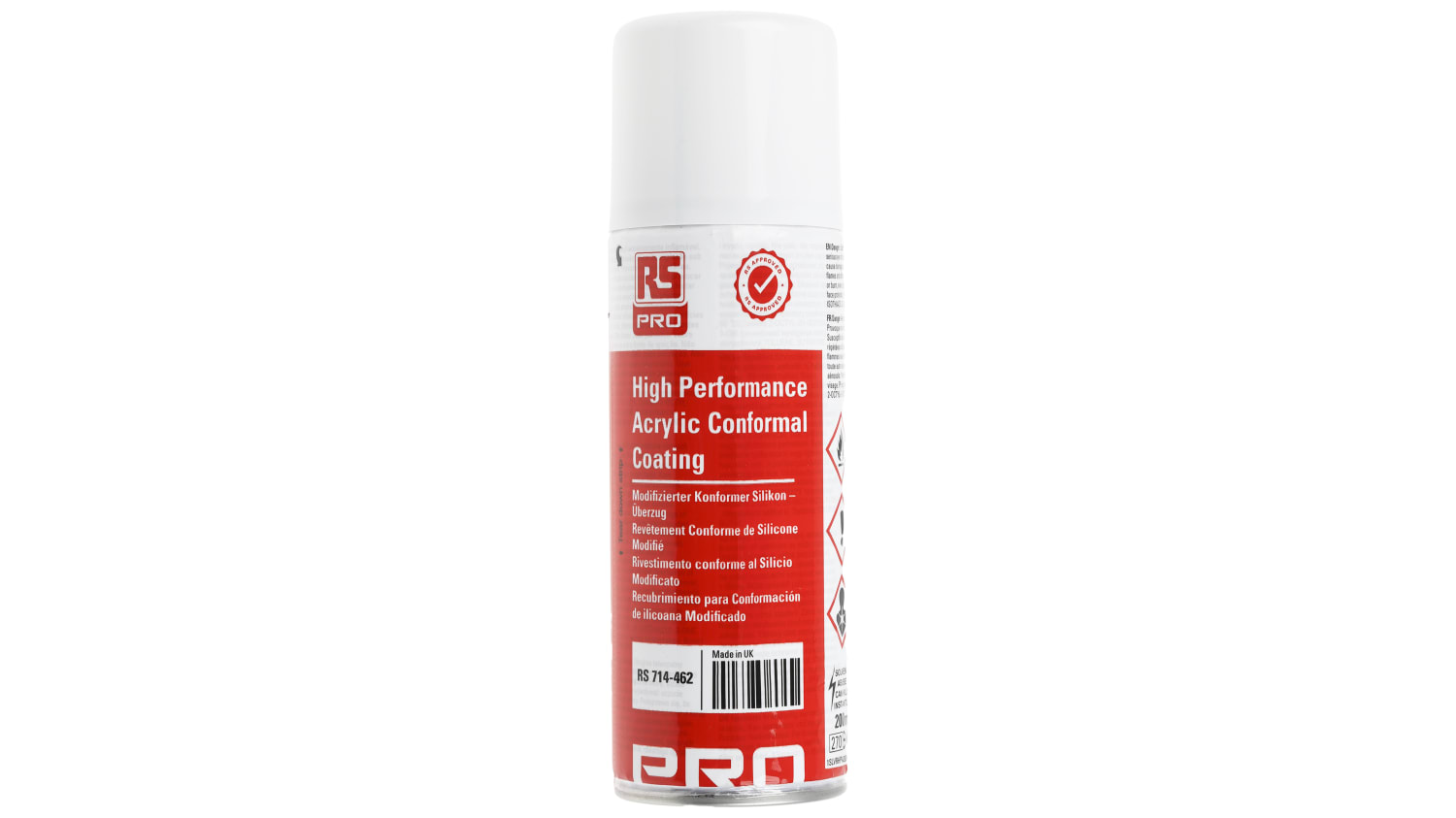 Rs Pro Transparent 200 Ml Aerosol Conformal Coating For Pcbs 55 130 C Rs Components