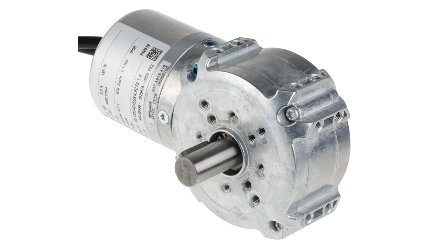 Vg Vdc4915dk4 Ec75 1 4 Ebm Papst Brushless Geared Dc Geared Motor 110 W 48 V Dc 1 1 Nm 1000 Rpm 15mm Shaft Diameter Rs Components