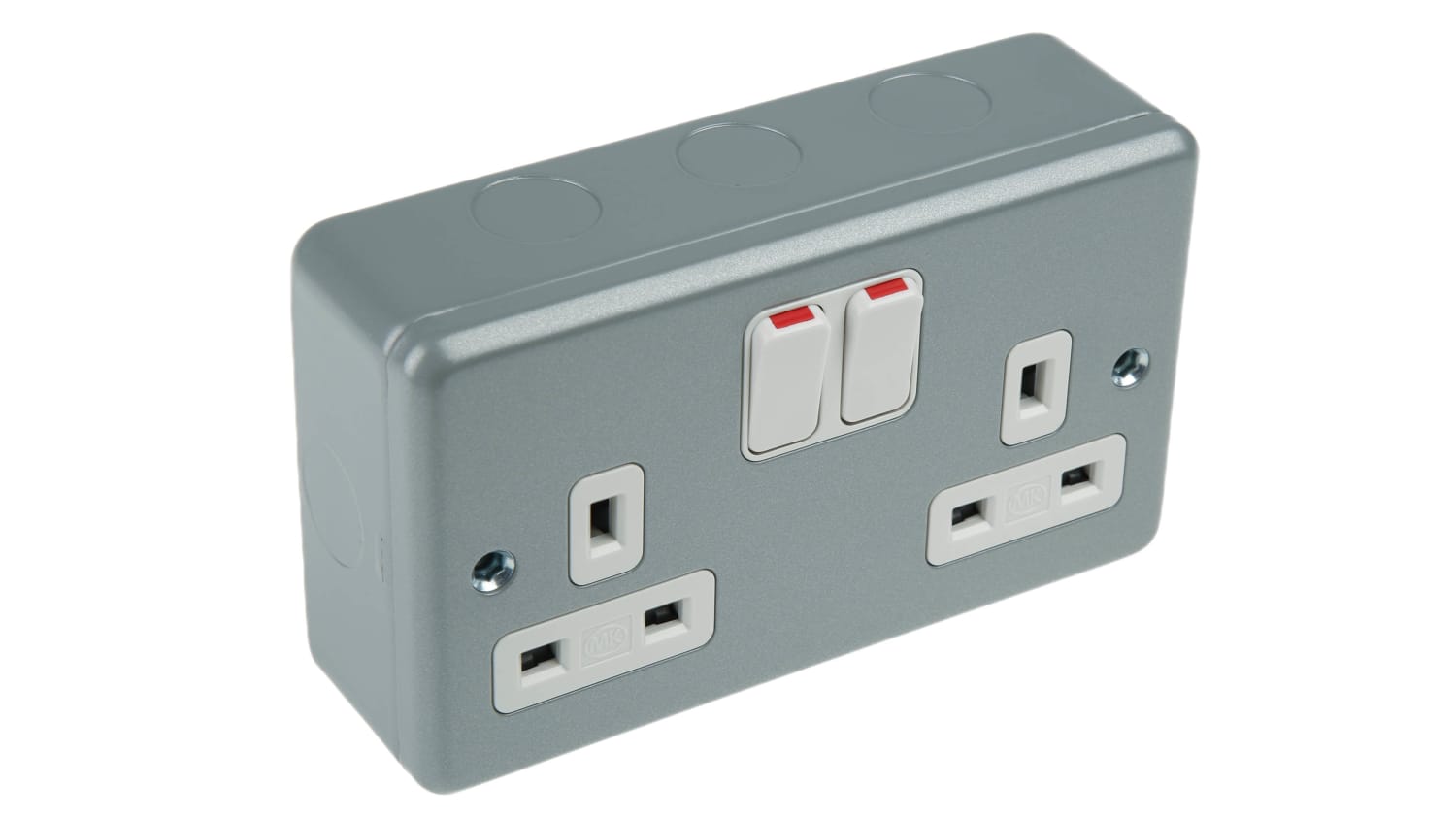 K2946 Alm Mk Electric Grey 2 Gang Plug Socket 2 Poles 13a Type G British Rs Components