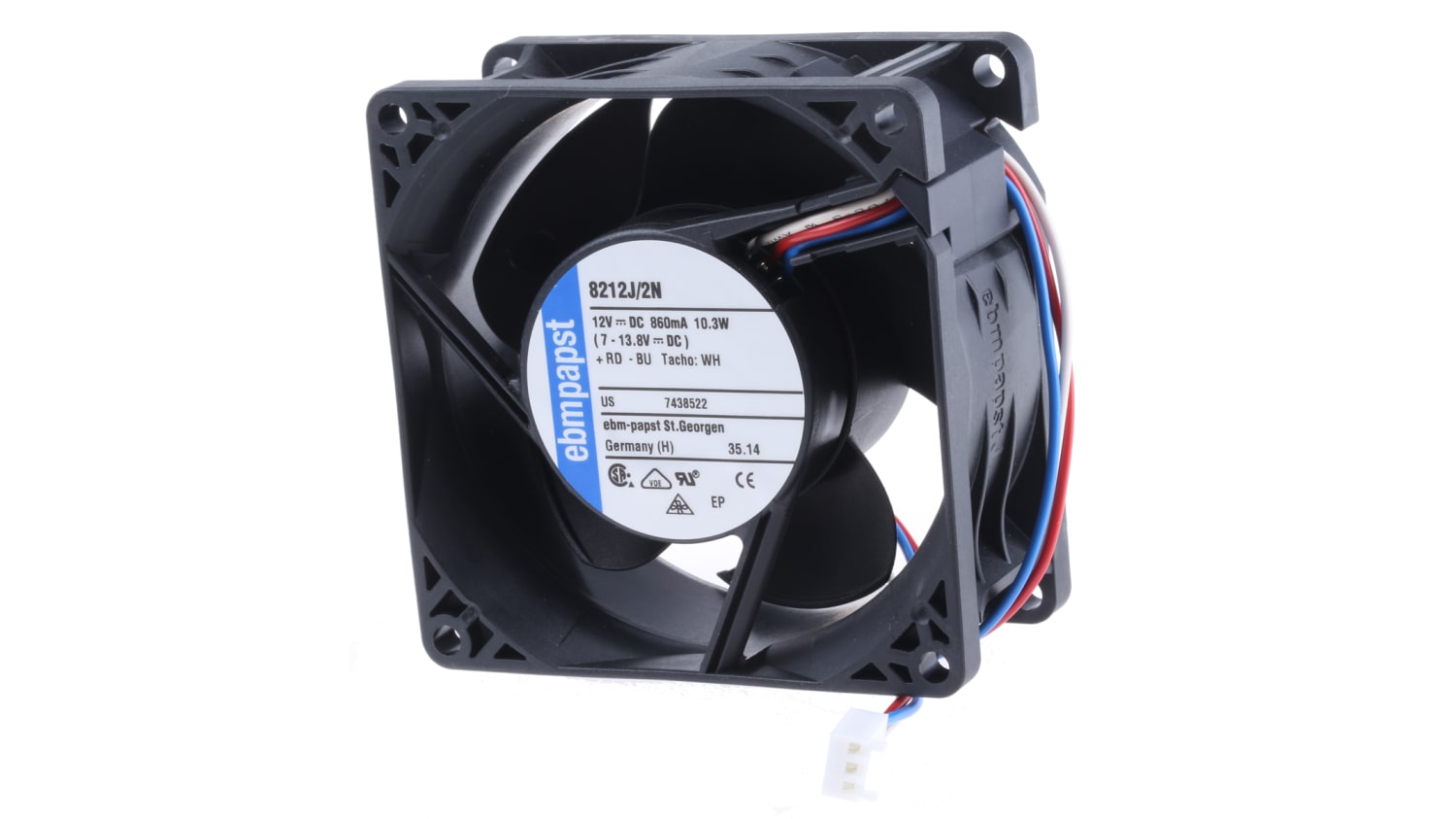 ebm papst 12 v dc dc axial fan 80 x 80 x 38mm 132m h 10w