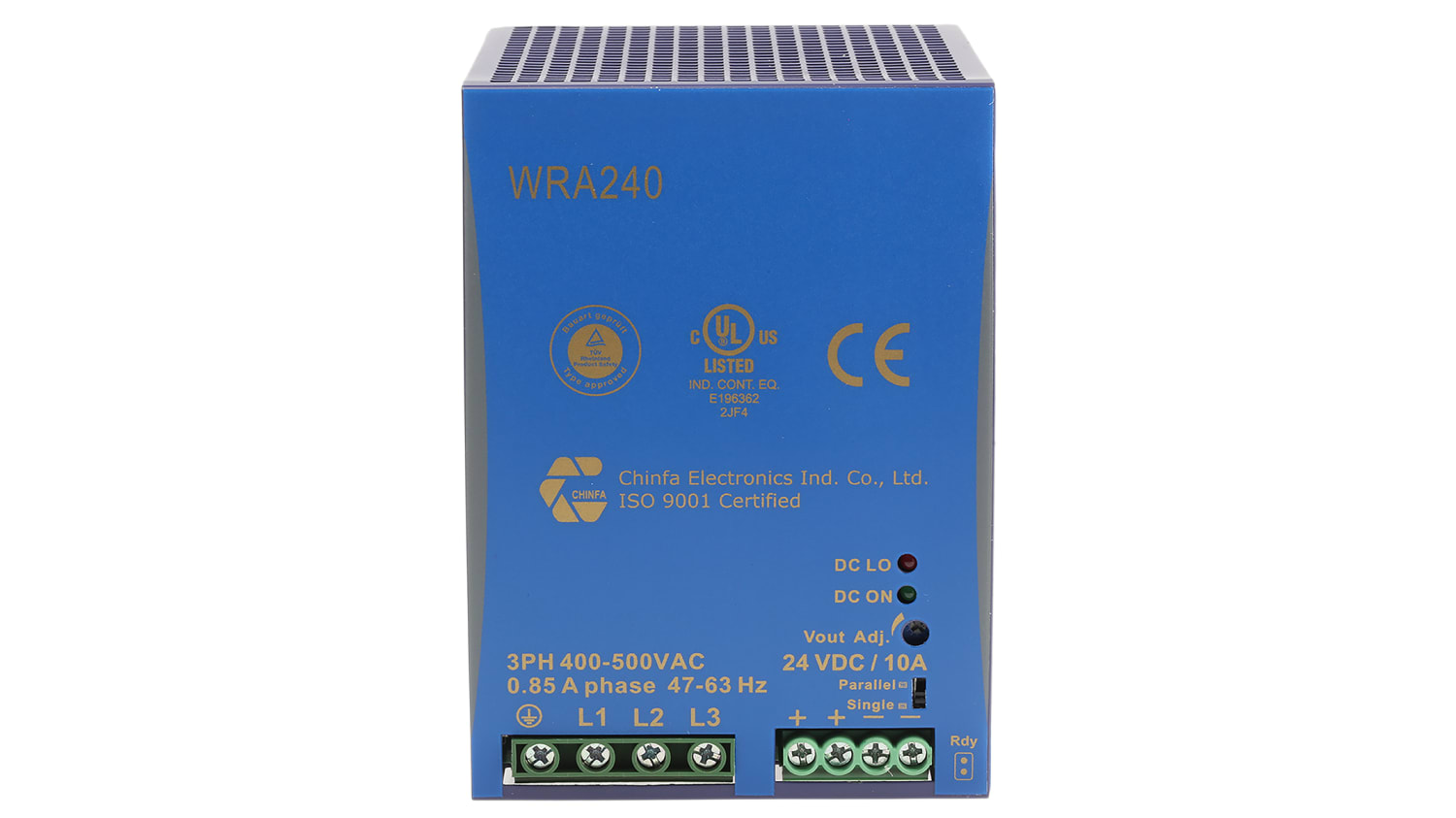 Wra240 24 Chinfa Wra 240 Din Rail Power Supply 400v Ac Input Voltage 24v Dc Output Voltage 10a Output Current 240w Rs Components