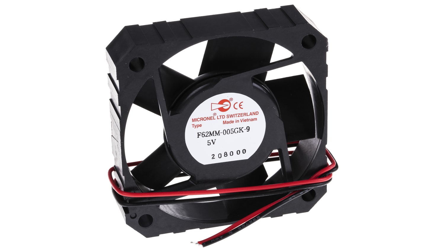 F62mm 005gk 9 Micronel 5 V Dc Dc Axial Fan 62 X 62 X 15mm 22m H 1 9w Rs Components