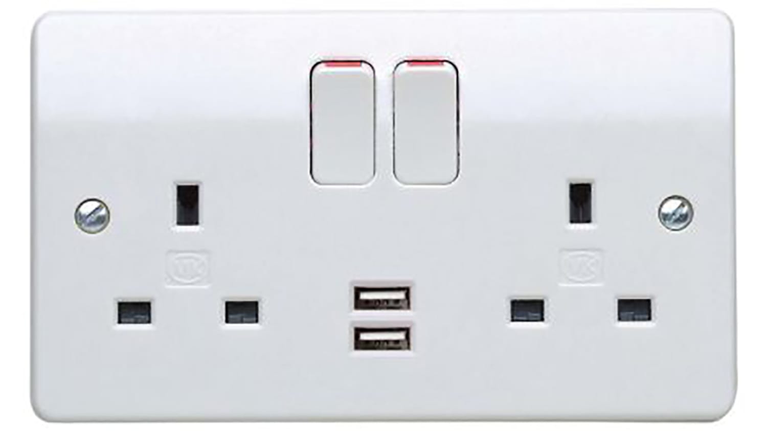 MK white 2 Gang 13A and USB Socket 