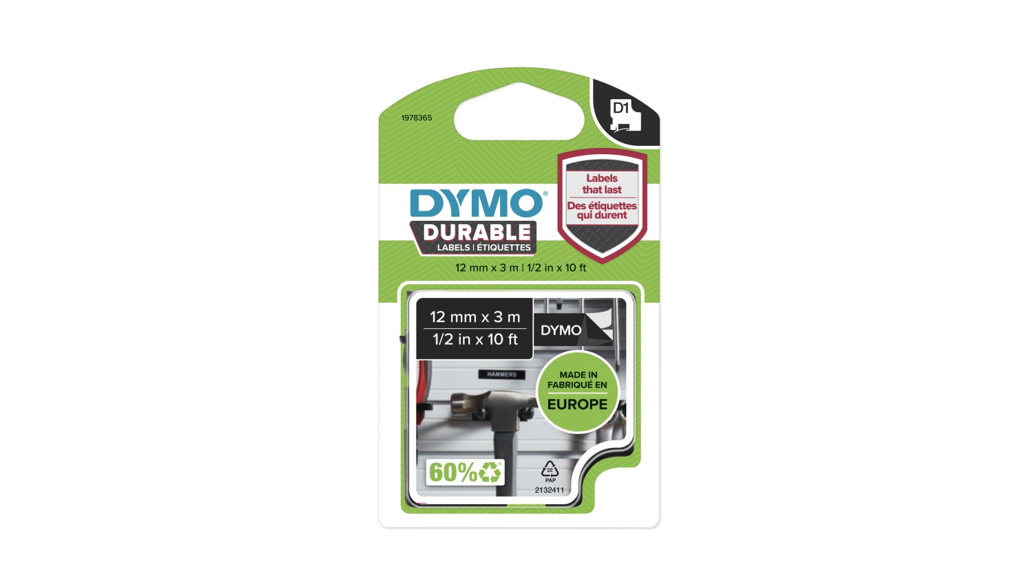 1978365 Dymo White On Black Label Printer Tape Rs Components