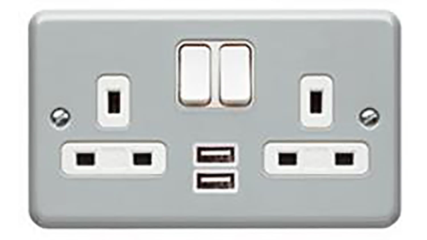 MK Electric Grey 2 Gang Plug Socket 