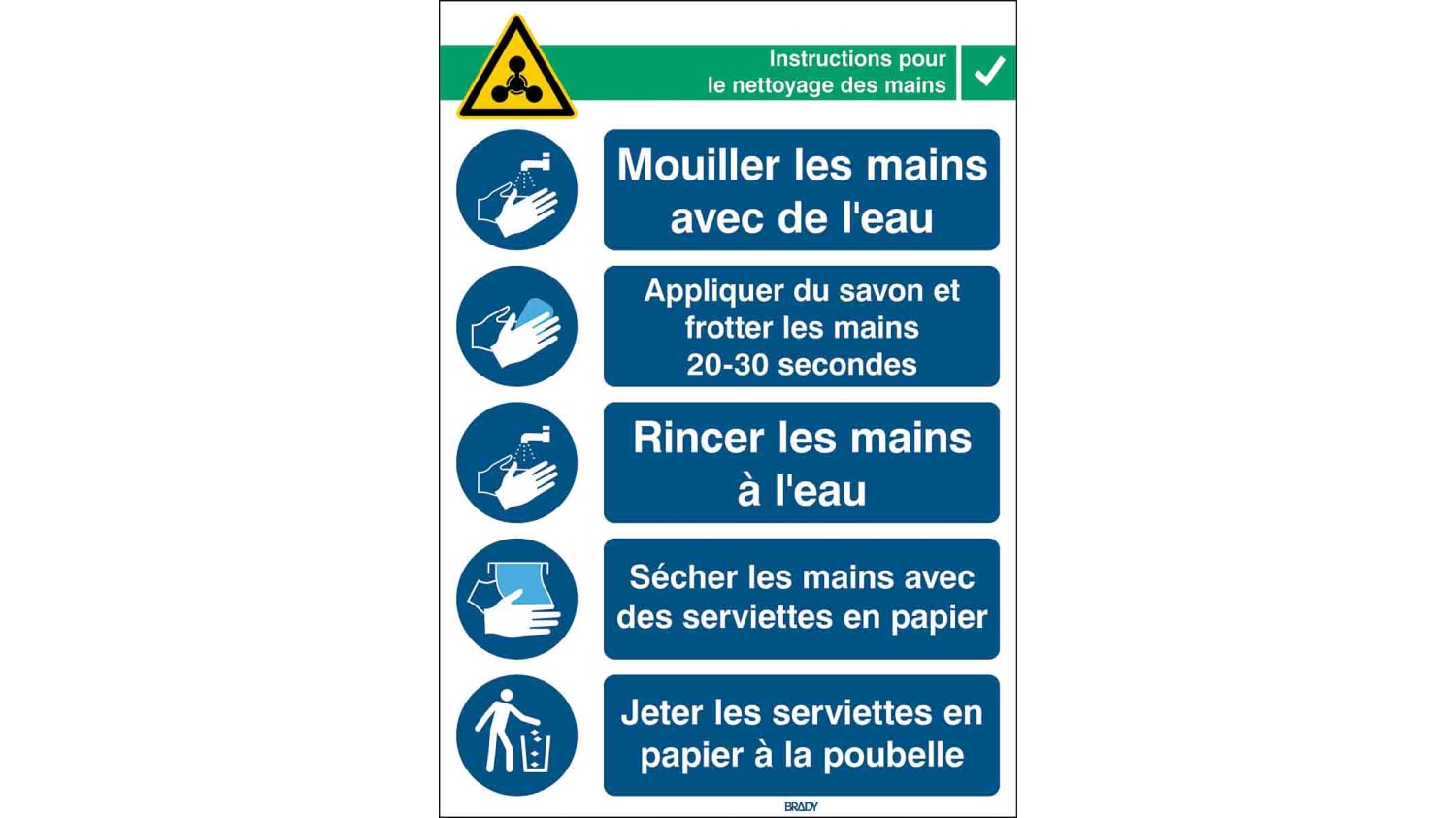 3064 Brady Safety Poster Laminated Polyester B 7541 French 371 Mm 262mm Rs Components