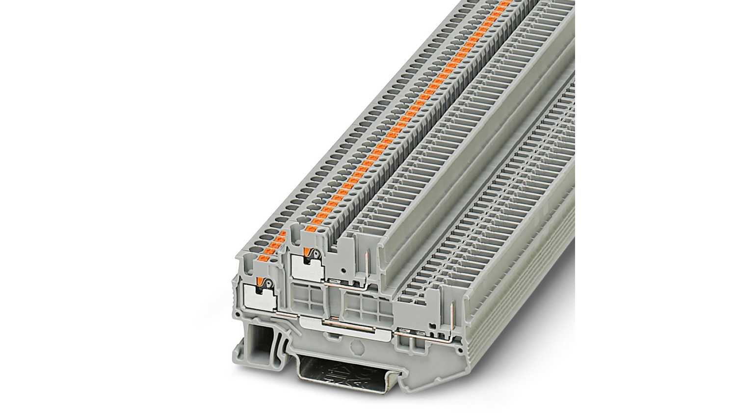 Phoenix Contact Pttb 1 5 S 2p 500 V Double Level Terminal Block Grey 26 16 Awg Push In Termination Rs Components