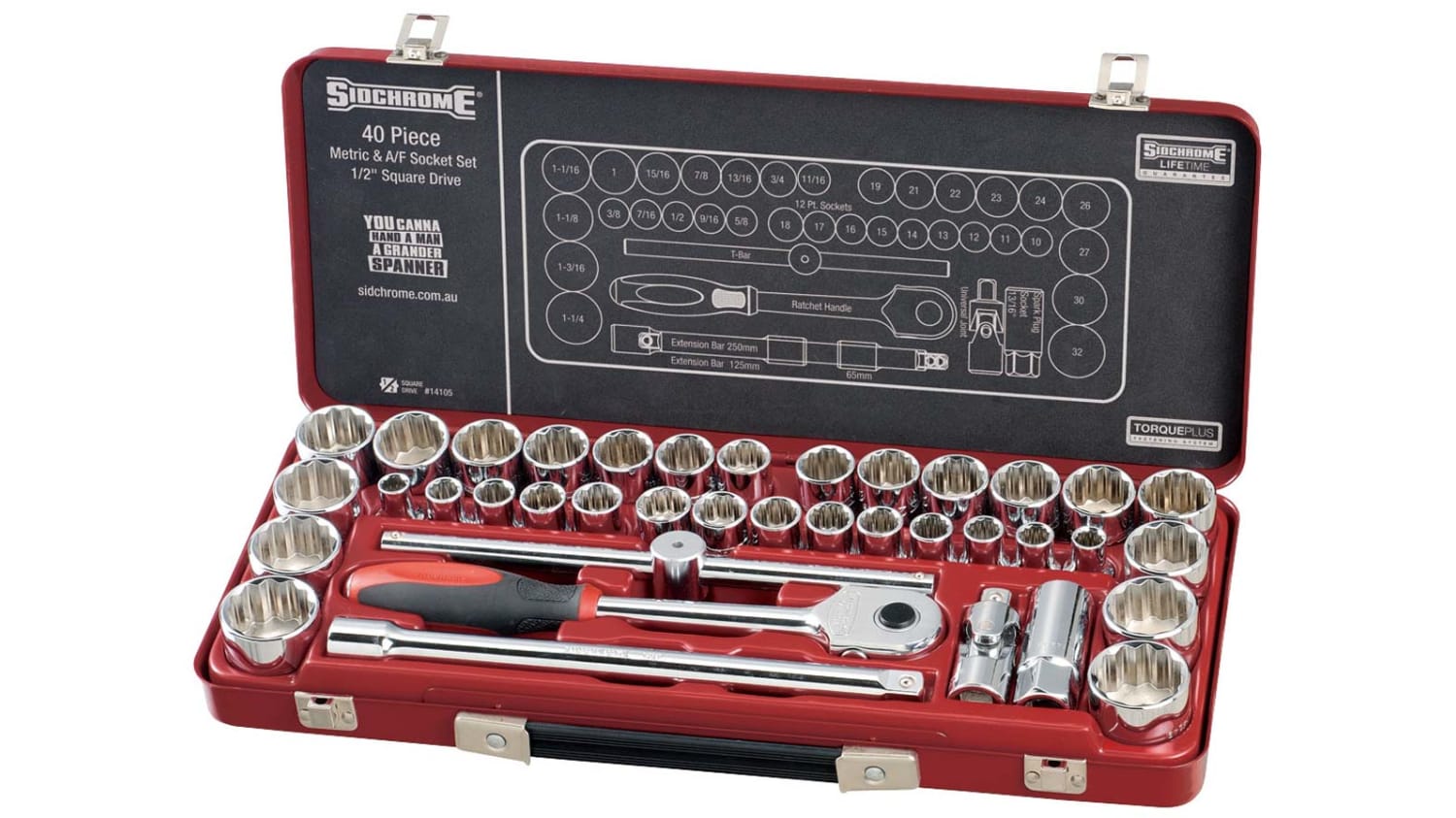 Scmt14105 Sidchrome Scmt14105 40 Piece Socket Set 1 2 In Spline Drive Rs Components