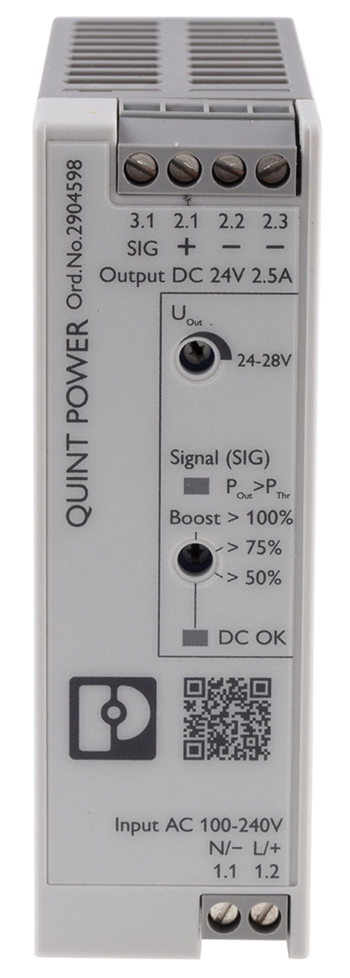 Phoenix Contact QUINT POWER Switched Mode DIN Rail Power Supply, 100 → 240 V ac / 110 → 250V dc ac, dc
