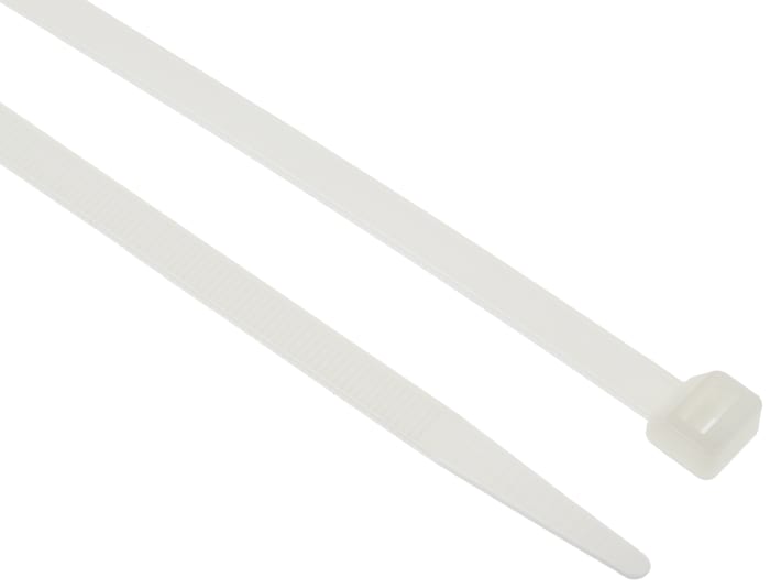 Serre-câble RS PRO, 380mm x 7.6 mm, Naturel, en Nylon 66, x 100