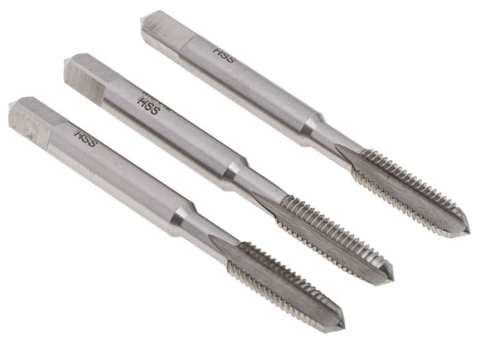 Jeu de tarauds M6, pas de 1mm, Métrique, HSS, Taraud à main