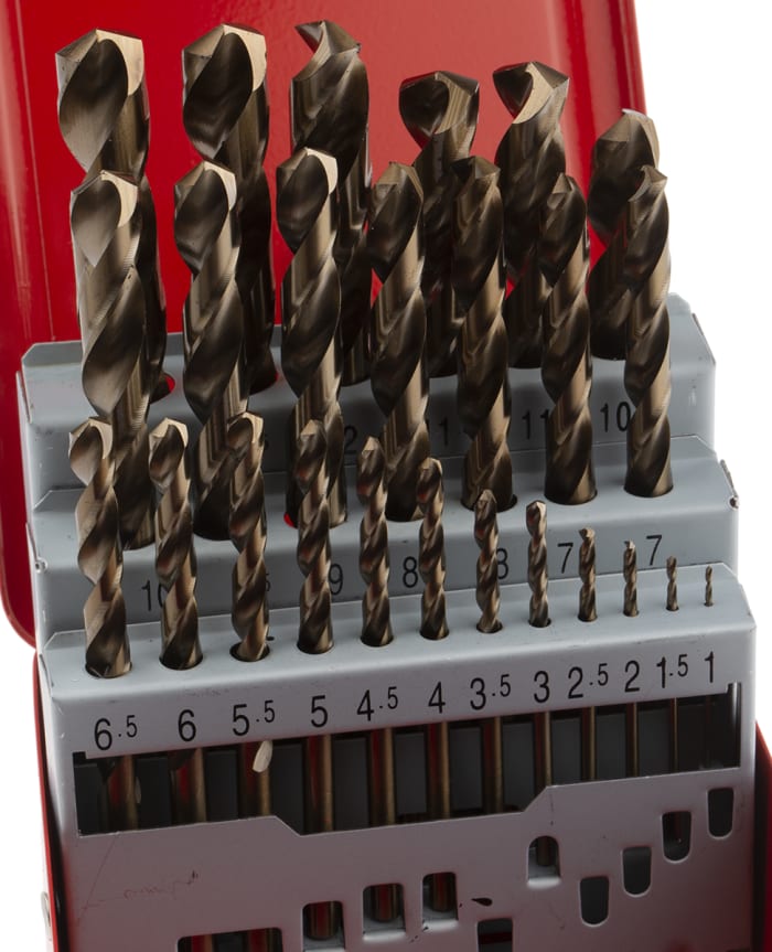 RS PRO 25-Piece Twist Drill Bit Set for Metal, 13mm Max, 1mm Min