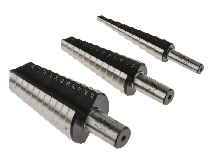 RS PRO RS PRO 3Piece Step Drill Bit Set for Metal, 30mm Max, 4mm Min