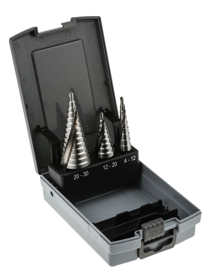 RS PRO RS PRO 3Piece Step Drill Bit Set for Metal, 30mm Max, 4mm Min