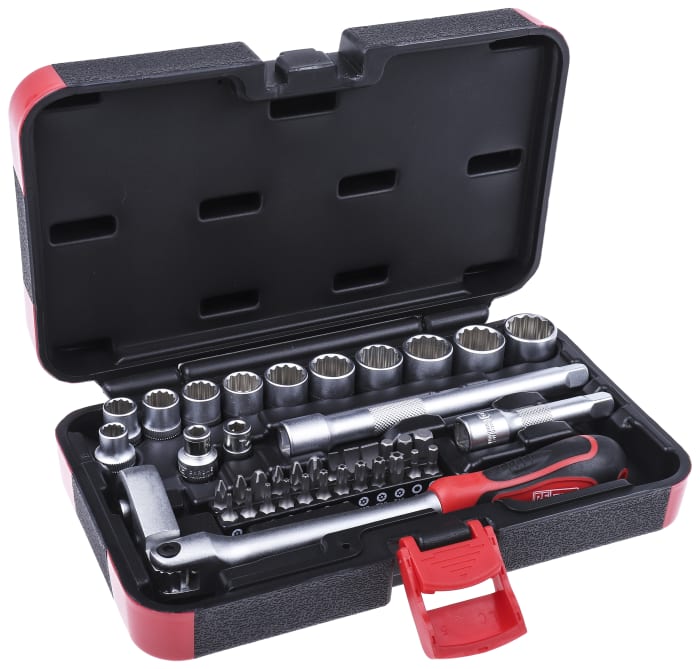 RS PRO 40-Piece Metric 3/8 in Standard Socket/Bit Set with Ratchet