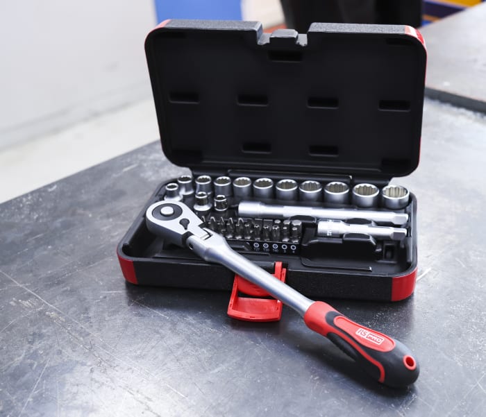 RS PRO 40 Piece Metric 3 8 in Standard Socket Bit Set with Ratchet