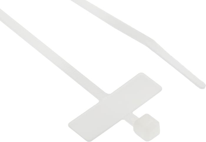 RS PRO Cable Tie, 100mm x 2.5mm, White Nylon, Pk-100