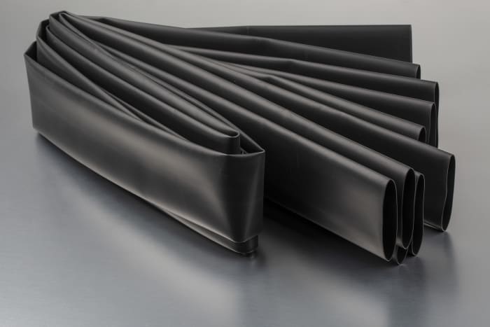 RS PRO Heat Shrink Tubing, Black 38.1mm Sleeve Dia. x 1.2m Length 2:1 Ratio