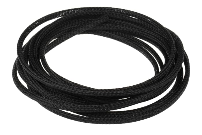 RS PRO Expandable Braided PET Black Cable Sleeve, 25mm Diameter