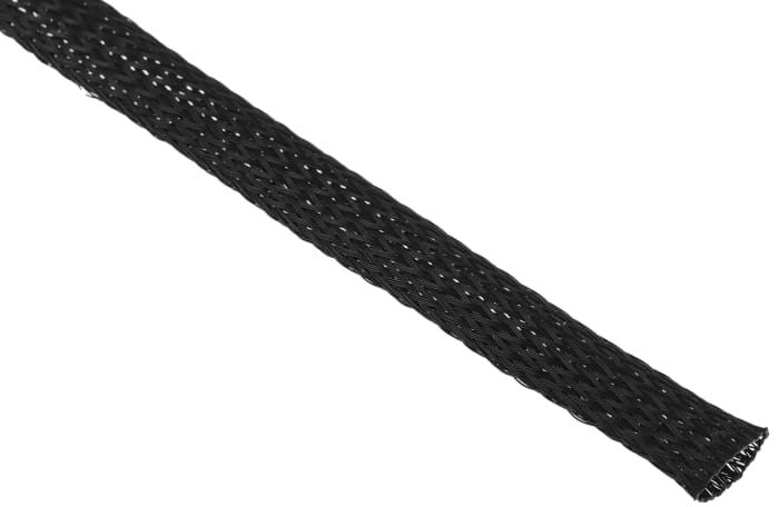 RS PRO Expandable Braided PET Black Cable Sleeve, 10mm Diameter