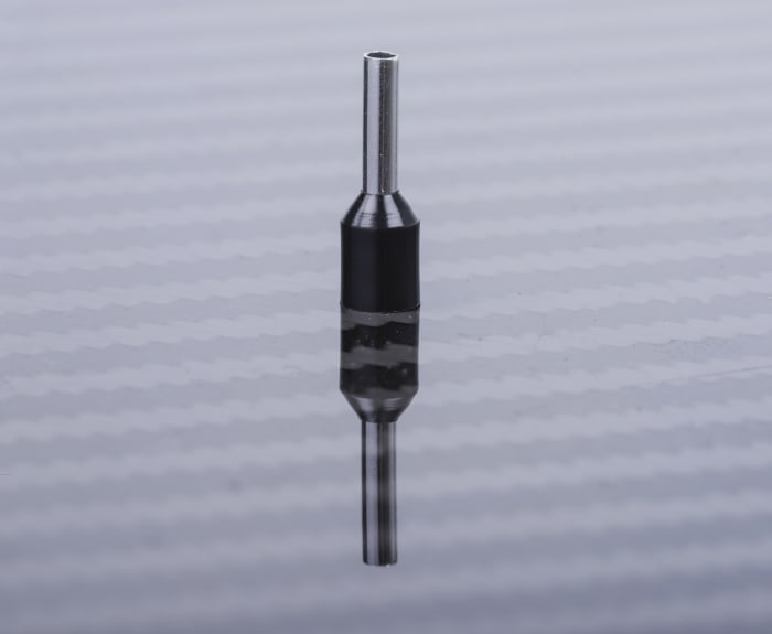 RS PRO Insulated Crimp Bootlace Ferrule, 8mm Pin Length, 1.7mm Pin Diameter, 1.5mm² Wire Size, Black