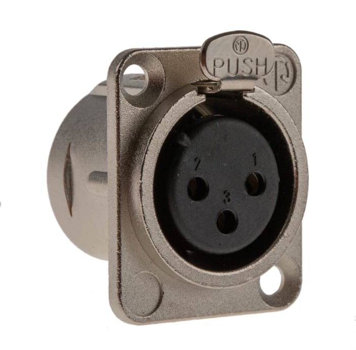 Neutrik-Connecteur XLR Femelle Droit 3 voies Montage panneau, placage Argent sur Nickel