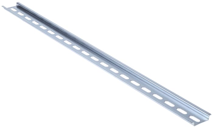 Carril DIN Perforado de Acero RS PRO, dim. 500mm x 35mm x 7.5mm, rail  simétrico